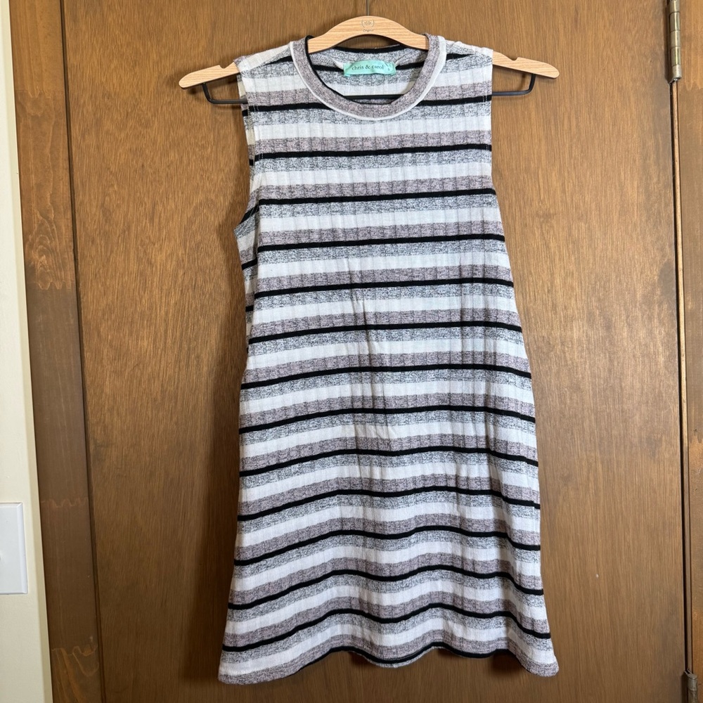 Chris & Carol Black and White Striped Knit Top Size S